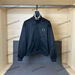 Xinxinbuy 2024 Men diseñador chaqueta con paneles de bordado juegos de bordado de manga larga mujeres blancos blancos azul gris caqui amarillo s-2xl