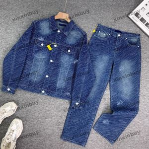 xinxinbuy 2024 hommes designer veste en twill lettre imprimée en denim à manches longues