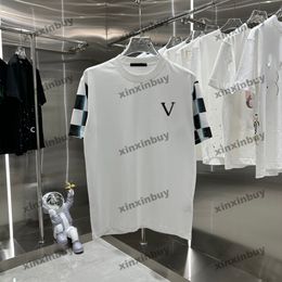Xinxinbuy 2024 Hommes Designer Tee T-shirt 1854 Damier Lettre d'impression Broderie Col rond Coton à manches courtes Femmes Noir Blanc M-2XL