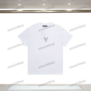 Xinxinbuy 2024 Men Designer Tee T Camiseta Impresión de letra de manga corta Mujeres Blanco Blanco Blanco Gris Caki Amarillo XS-XL