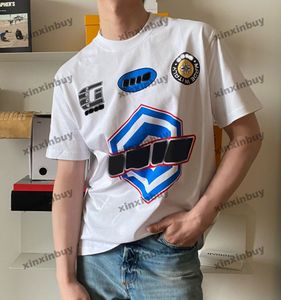 Xinxinbuy 2024 Hommes Designer Tee T-shirt Big Lettre Impression Amoureux Col rond Manches courtes Coton Femmes Noir XS-2XL