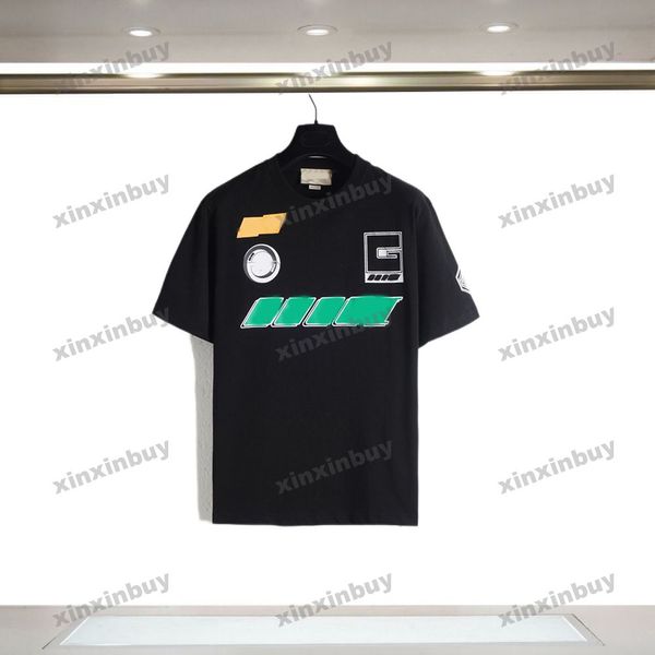 Xinxinbuy 2024 Hommes Designer Tee T-shirt Big Lettre Impression Amoureux Col rond Manches courtes Coton Femmes Noir S-3XL