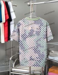 xinxinbuy 2024 hommes concepteurs t-shirt t-shirt à damier lettre imprimé broderie manche courte coton femmes noire verte xs-2xl