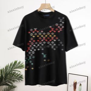 Xinxinbuy 2024 Hommes Designer Tee T-shirt Lettre colorée Impression dégradé 1854 Amoureux Femmes Orange Noir Blanc Bleu Rouge XS-L