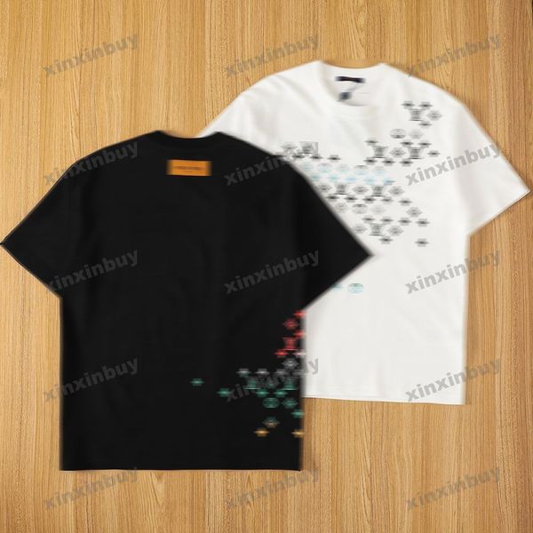 Xinxinbuy 2024 Hommes Designer Tee T-shirt Lettre colorée Impression dégradé 1854 Amoureux Femmes Orange Noir Blanc Bleu Rouge S-XL