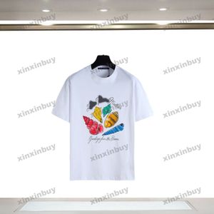 Xinxinbuy 2024 Hommes Designer Tee T-shirt Conch Lettre Imprimer Col rond Manches courtes Coton Femmes Noir Blanc Abricot XS-2XL