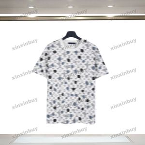 Xinxinbuy 2024 Men Designer Tee T Camiseta Puntos Punto de onda Impresión de letra Capitación de manga corta Mujeres blancas blancas gris xs-xl