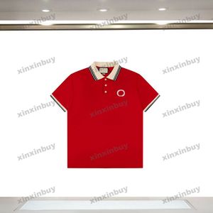 Xinxinbuy 2024 Hommes Designer Tee T-shirt Double lettre Patch brodé Femmes Orange Noir Blanc Bleu Rouge S-2XL