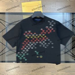 Xinxinbuy 2024 hombres diseñador camiseta camiseta gradiente impresión de letras 1854 mujeres algodón negro blanco amarillo rojo S-3XL