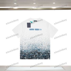 Xinxinbuy 2024 Hommes Designer Tee T-shirt Dégradé Lettre Impression 1854 Splash Ink Femmes Noir Blanc Gris Vert Noir S-2XL