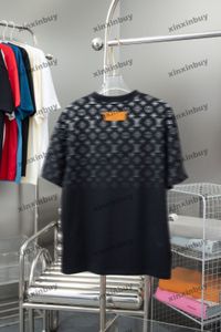 Xinxinbuy 2024 Men Designer T-shirt Gradiëntbrief afdrukken Kortjes met korte mouwen Zwart groen grijs XS-3XL