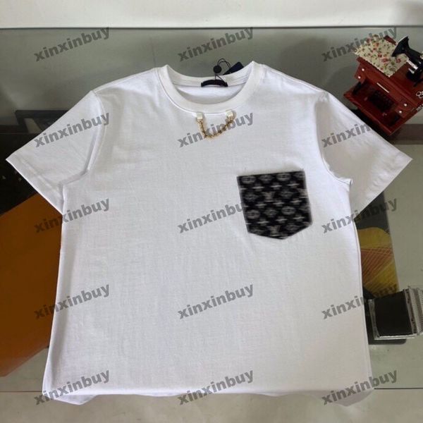 Xinxinbuy 2024 Hommes Designer Tee T-shirt Chaîne de fer Lettre Impression 1854 Femmes Coton Noir Blanc Jaune Rouge M-2XL