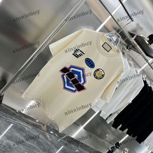 Xinxinbuy 2024 Hommes Designer Tee T-shirt Italie Lettre Impression Col rond Manches courtes Coton Femmes Noir Blanc Abricot S-2XL