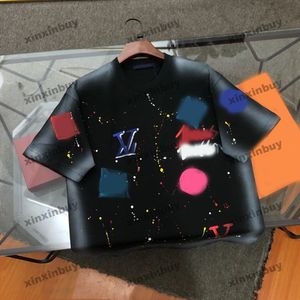 Xinxinbuy 2024 Mannen designer Tee t-shirt Brief Graffiti Print 1854 vrouwen oranje zwart wit blauw rood M-3XL