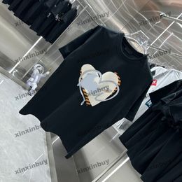Xinxinbuy 2024 Hombres Diseñador Camiseta Camiseta Love Letter Print Roma Cuello redondo Manga corta Algodón Mujer Negro Blanco M-2XL