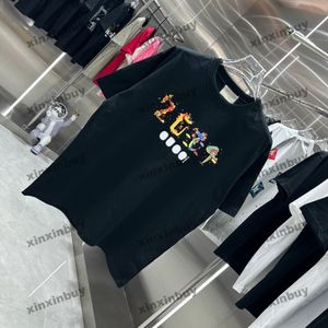 Xinxinbuy 2024 Mannen Designer Tee T-shirt Parijs Draak Kleurrijke Brief Afdrukken Vrouwen Zwart Wit Geel Blauw S-2XL