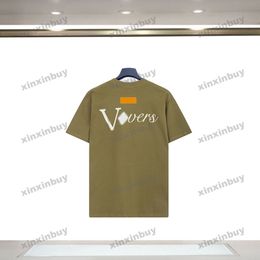 Xinxinbuy 2024 Hombres Diseñador Camiseta Camiseta Firma Impresión de letras Cuello redondo Manga corta Algodón Mujeres Negro Blanco XS-2XL