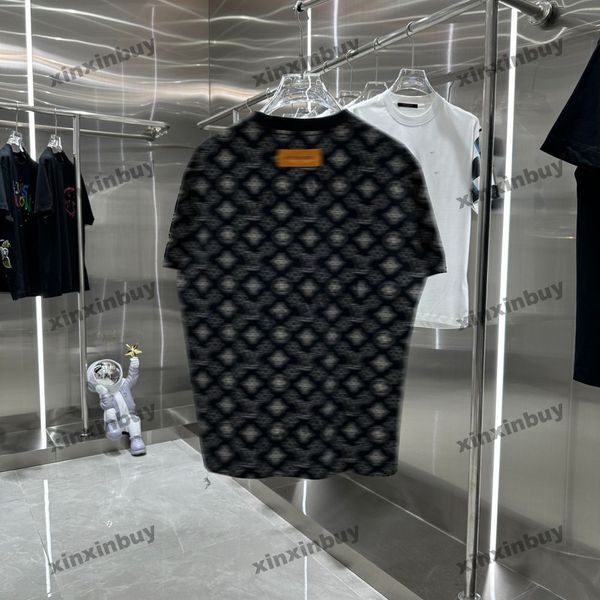 Xinxinbuy 2024 Hommes Designer Tee T-shirt Tie Dye Lettre Impression Col rond Manches courtes Coton Femmes Noir Blanc Bleu S-3XL