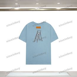 Xinxinbuy 2024 Mannen Designer Tee T-shirt Tool Patroon Borduren Ronde Hals Korte Mouw Katoen Vrouwen Zwart Wit XS-2XL