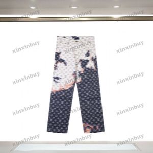 Xinxinbuy 2024 Hommes Femmes Designer Jeans Pantalon Algues Floral Lettre Impression Ensembles Pantalons décontractés Noir Bleu Gris M-3XL