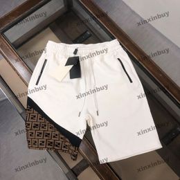 Xinxinbuy 2024 Hommes Femmes Designer Shorts Panneaux Roma Lettre Impression Coton Tissu Court Noir Blanc Marron Gris S-XL