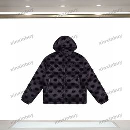 Xinxinbuy Hommes Designer Manteau Doudoune Double Lettre Tissu Jacquard À Manches Longues Femmes Blanc Noir Marron M-2XL