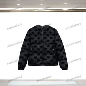 Xinxinbuy hommes designer manteau doudoune Double lettre jacquard tissu poche à capuche à manches longues femmes noir kaki S-2XL