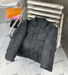 Xinxinbuy Hommes Designer Manteau Veste Damier coton manches longues femmes gris Noir kaki vert M-3XL