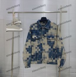 Xinxinbuy Men Designer Coat Jacket Échecboard Grille Mosaic Sett Letter Jacquard Tabill