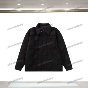 Xinxinbuy hommes designer manteau veste échiquier grille lettre jacquard tissu roma manches longues femmes noir bleu foncé marron S-XL