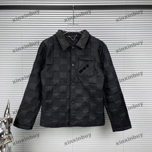 Xinxinbuy hommes designer manteau veste échiquier grille coton manches longues femmes blanc noir bleu XS-3XL