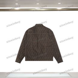 Xinxinbuy hommes designer manteau veste double lettre jacquard tissu roma manches longues femmes noir bleu foncé marron XS-L
