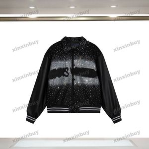 Xinxinbuy hommes designer manteau veste diamants chauds lettre impression à manches longues femmes noir kaki bleu S-XL