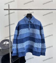 Xinxinbuy Men Designer Coat Jacket Letter Jacquard Panel Stripe Denim Fabric Long Sleeve vrouwen Khaki Black Blue XS-XL