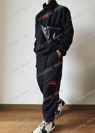 xinxinbuy Mannen designer Jasje nylon sets Sport Icon letter borduren lange mouw dames wit zwart blauw S-XL