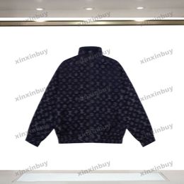 Xinxinbuy hommes designer manteau veste Paris agneau velours jacquard tissu à manches longues femmes blanc kaki noir bleu S-2XL