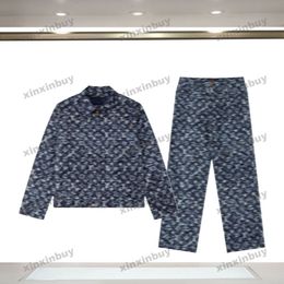 xinxinbuy Hommes designer Manteau Veste Paris tie dye détruit Veste en jean à manches longues femme noir bleu S-XL