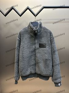 Xinxinbuy Hommes Designer Manteau Veste Paris Velours Granulaire Polaire À Manches Longues Femmes Blanc Kaki Noir Bleu S-2XL