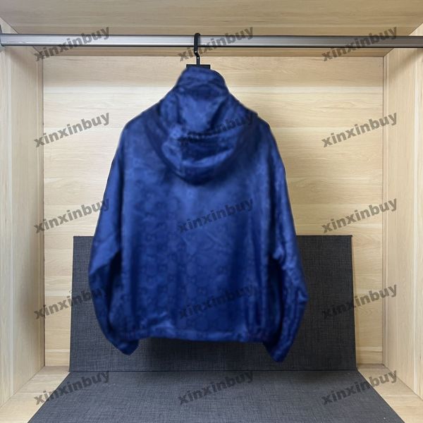 xinxinbuy Manteau de designer pour hommes Veste Paris Double lettre jacquard Ruban manches longues femme bleu noir blanc M-2XL