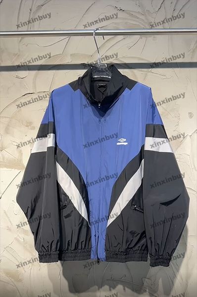 Xinxinbuy hommes designer manteau veste Paris lambrissé football coupe-vent lettre broderie manches longues femmes bleu noir S-2XL