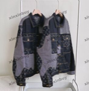 xinxinbuy Manteau de designer pour hommes Veste tie dye Lettre Jacquard Poches à empiècements Denim 1854 manches longues femmes bleu noir kaki rouge gris M-3XL