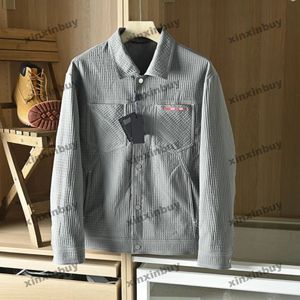 Xinxinbuy hommes designer manteau veste gaufre lambrissé lettre jacquard tissu à manches longues femmes gris noir rouge M-4XL