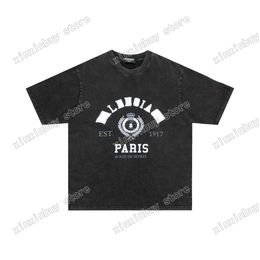 xinxinbuy Hombres diseñador destruido camiseta camiseta Paris Ear Wheat Crown letras imprimir manga corta algodón mujer rojo gris caqui negro XS-L