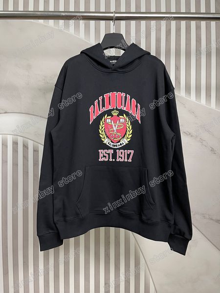 xinxinbuy Sweat à capuche design pour homme DESTROYED lettre ciseaux imprimé 1917 Paris femmes noir abricot jaune XS-2XL