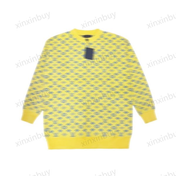 xinxinbuy Sweat à capuche design pour hommes Pull fleur Lettres jaunes coton jacquard mode décontractée femmes noir XS-2XL