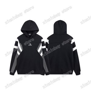 Xinxinbuy Hommes Designer Pull à capuche Panneaux Zipper Lettre Broderie Paris Col rond Femmes Noir Violet Jaune XS-L