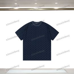 Xinxinbuy 2024 hombres diseñador camiseta camiseta flocado jacquard toalla bordado letra mujeres negro gris amarillo blanco S-2XL