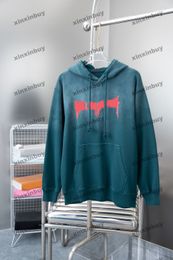 Xinxinbuy Mannen Designer Hoodie Sweatshirt 24ss Parijs Letter Wash Afdrukken Lange Mouw Vrouwen Zwart Wit Blauw M-2XL