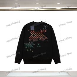 Xinxinbuy Mannen designer Hoodie Sweatshirt Gradiëntborduurwerk 1854 lange mouw dames blauw Zwart wit grijs XS-2XL