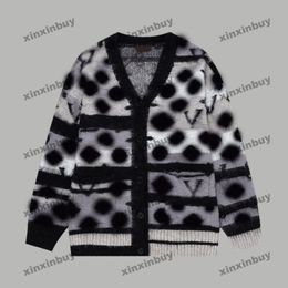 Xinxinbuy Hommes Designer Sweat à capuche Cardigan Rayures colorées Laine à manches longues Femmes Rouge Noir Blanc Gris XS-3XL